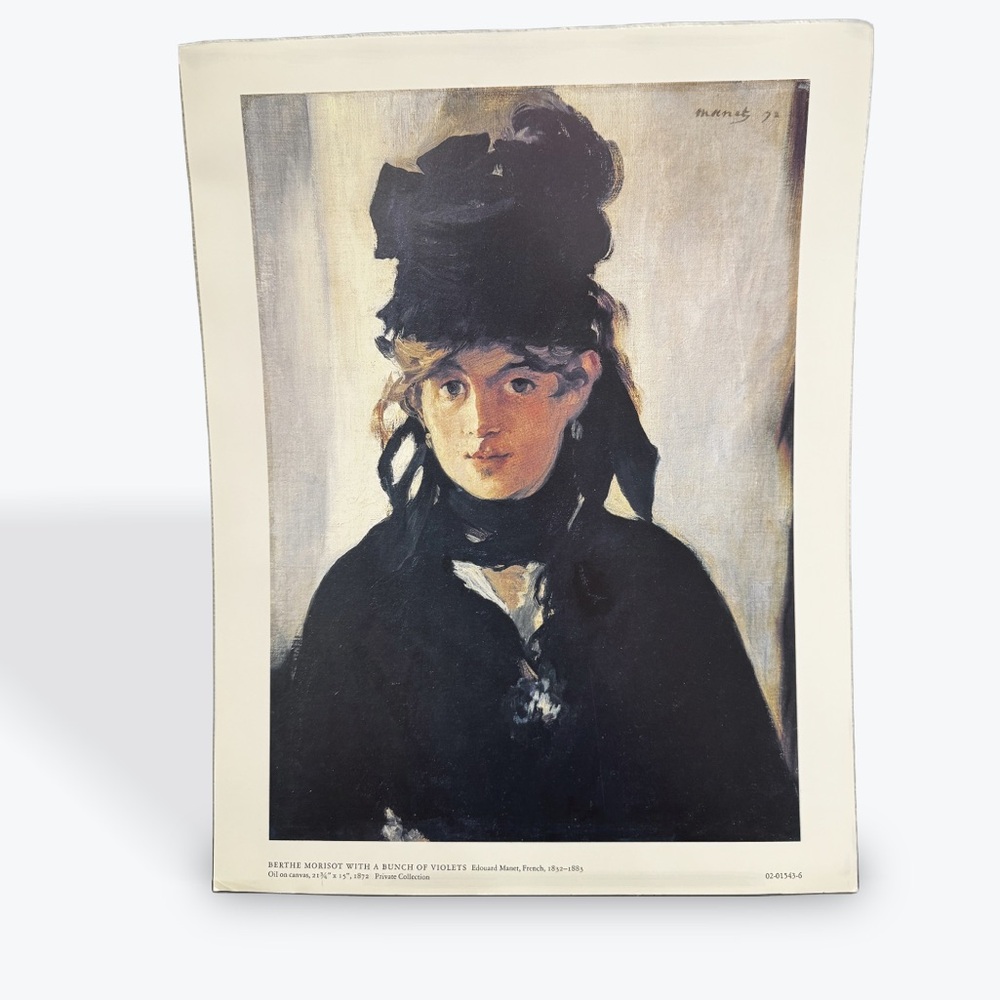 Berthe Morisot with a Bunch of Violets Vintage Art Print of Woman in Black Hat